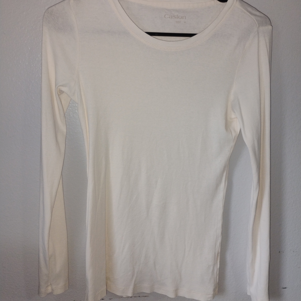Women's Long-Sleeve Crewneck Top in Cream